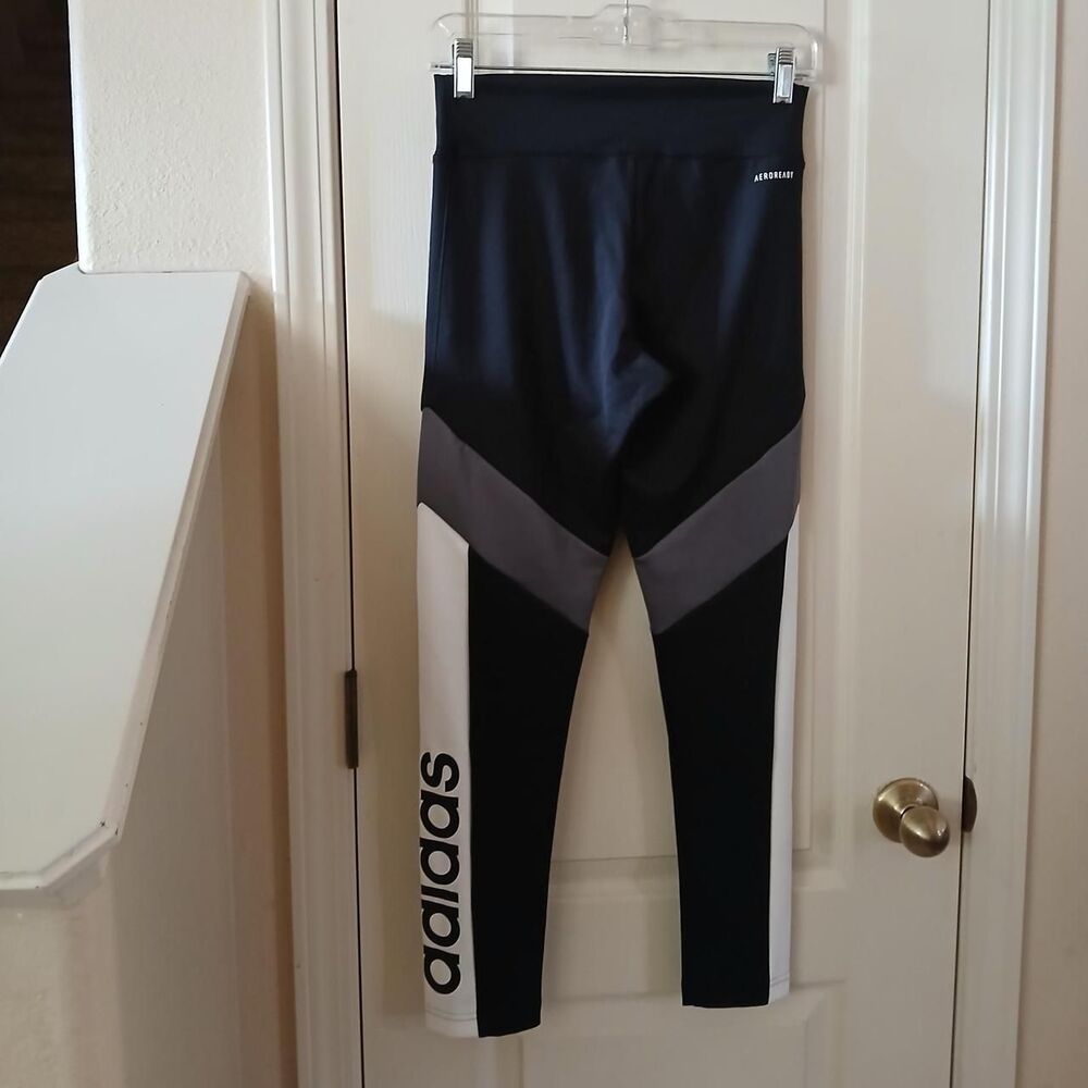 NEW Adidas AEROREADY leggings black gray white color block S 90s Y2K Style